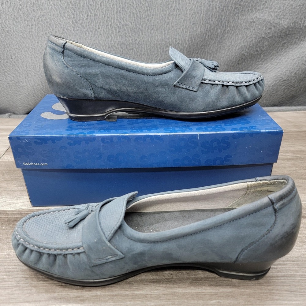 SAS Taylor Jeans Shoes Womens Size 9 W Blue Loafer Tassel Comfort Slip On